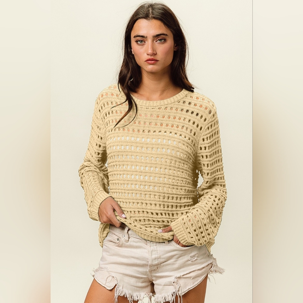 BiBi Designer Round Neck Openwork Knit Cover Up